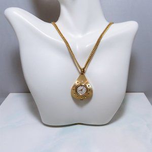 Original Captivating Vintage Yellow Gold Plated Caravelle Watch Pendant Working